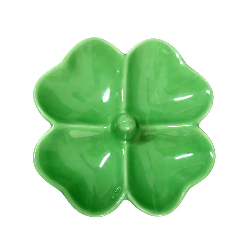 Seramic jewelry dish and rings holder（four leaf clover ）