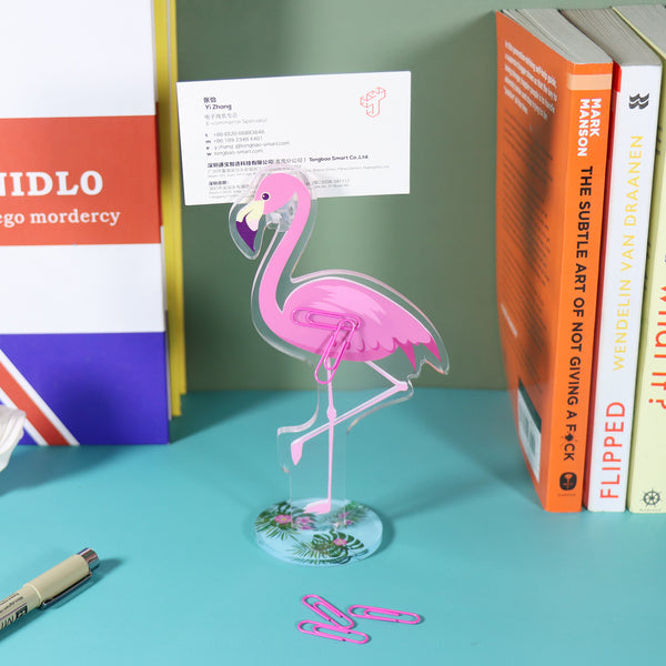 Creative Flamingo Desk Memo Note Paper Photo Holder Card Stand Organizer with Magnets