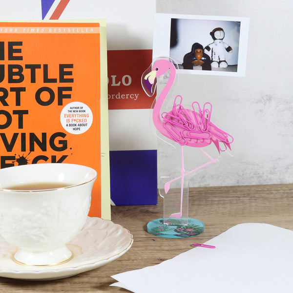 Creative Flamingo Desk Memo Note Paper Photo Holder Card Stand Organizer with Magnets