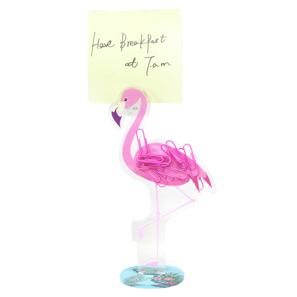 Creative Flamingo Desk Memo Note Paper Photo Holder Card Stand Organizer with Magnets